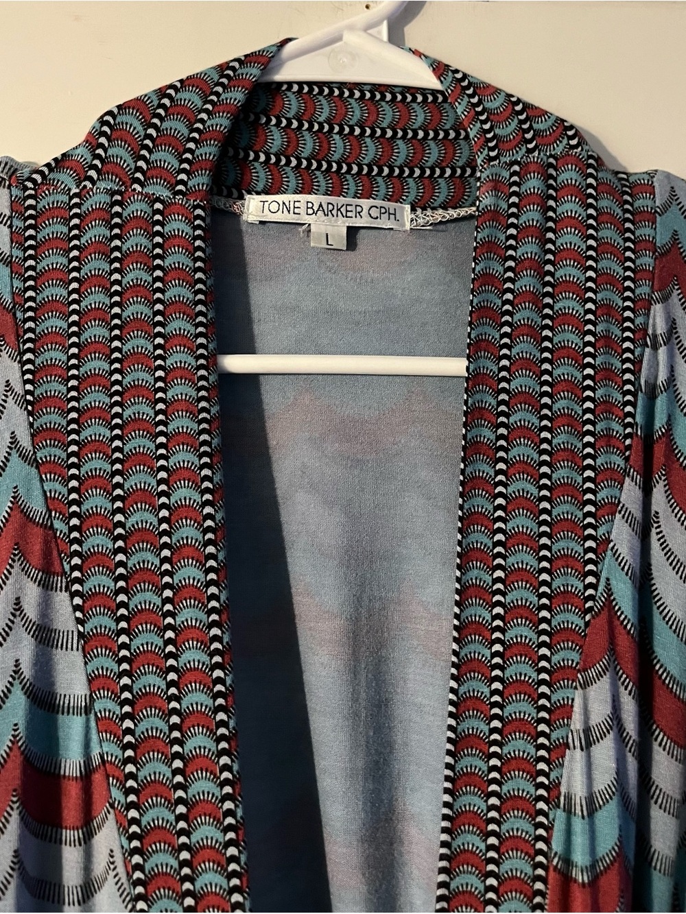 TONE BARKER CPH Belted Contrasting Patterned Wrap Dress Size Large